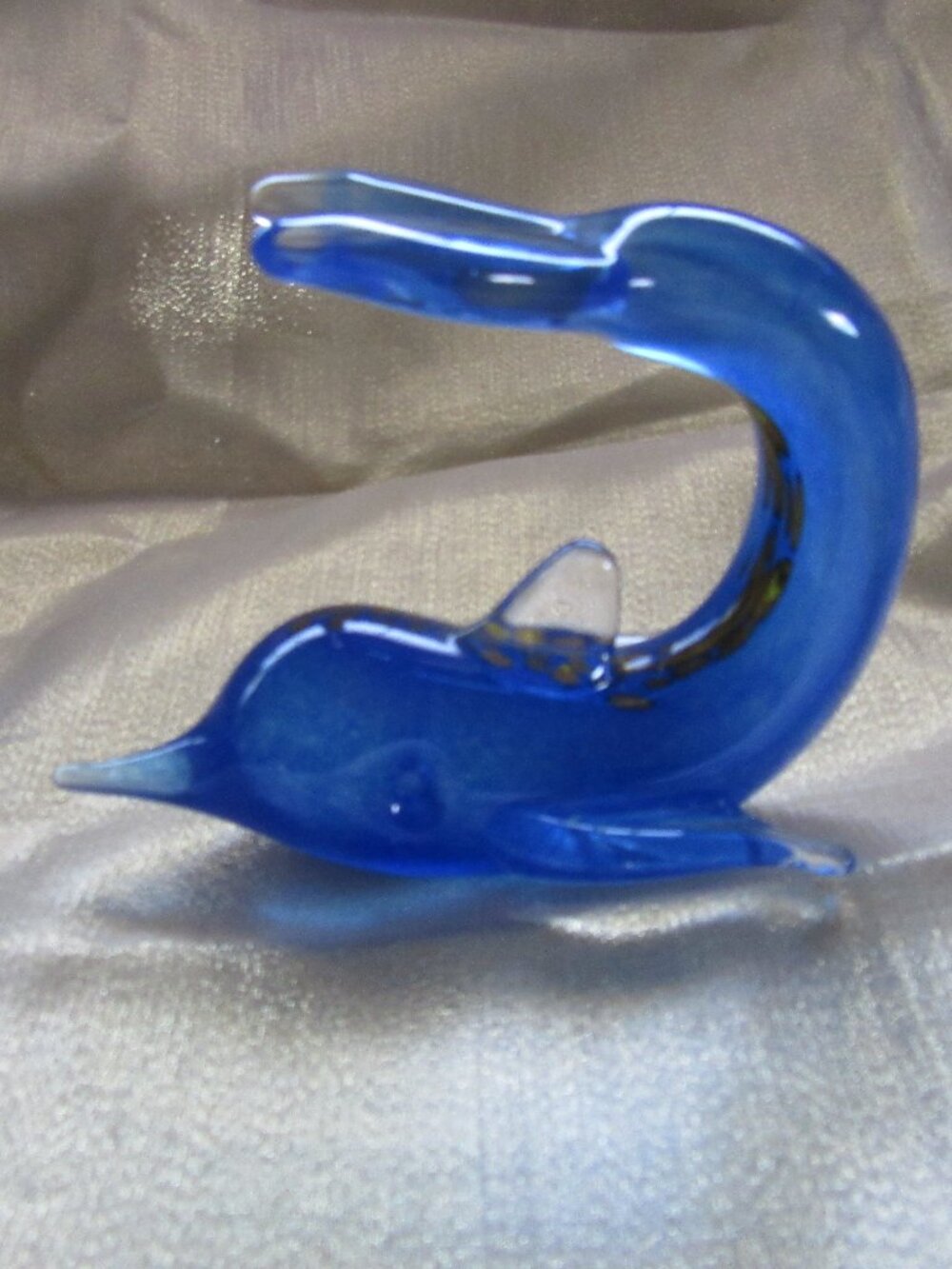 Blue Glass Fish Art Decoration Hand Blown Glass Fish Figurine, Art Paperweight